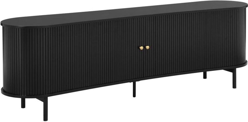 Vente-unique - SEVATO - Tv-meubel - Zwart - MDF - 2 Schuifdeuren