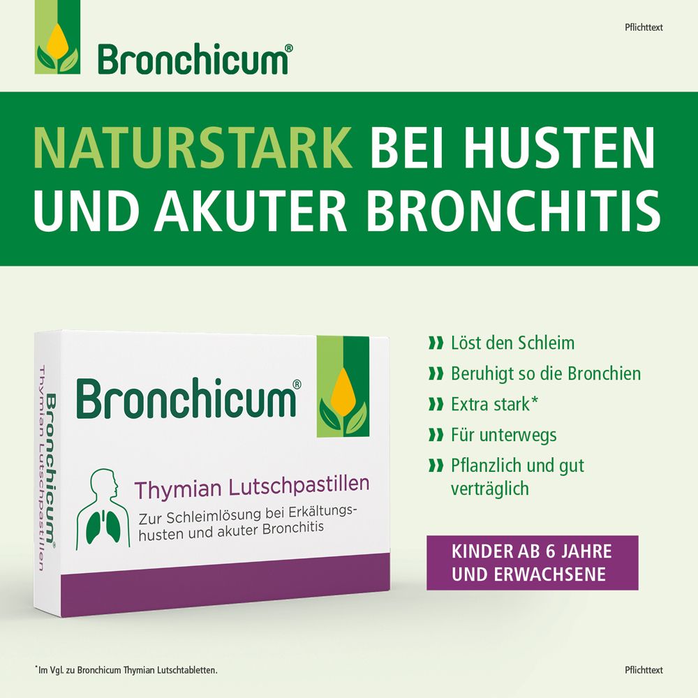 Bronchicum Thymian Lutschpastillen - Schleimlösung bei Erkältungshusten und akuter Bronchitis