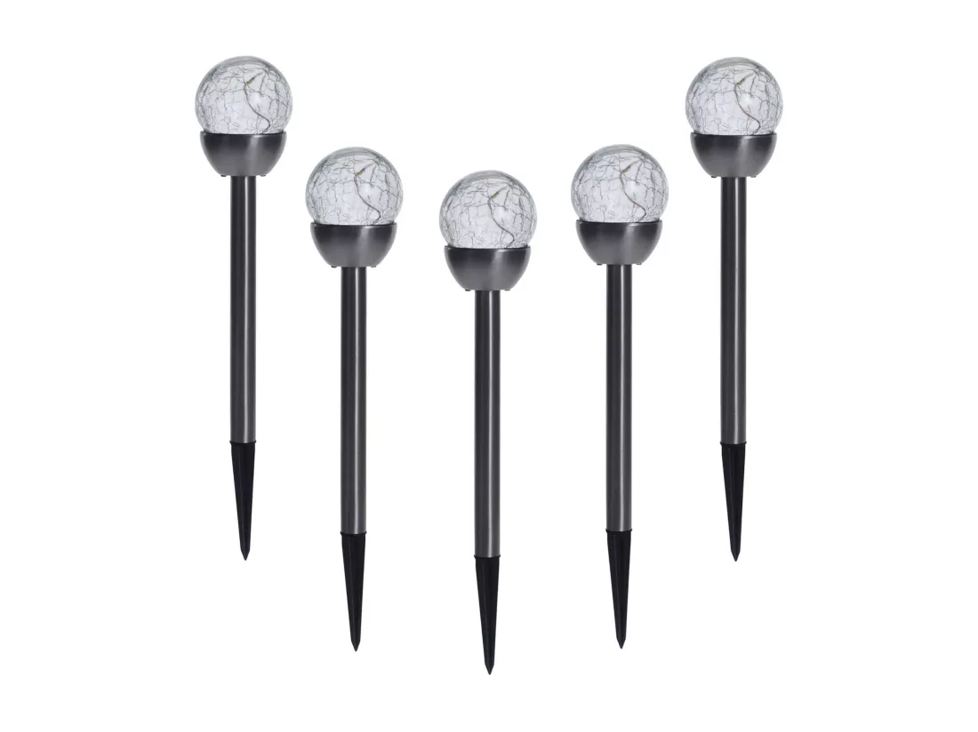 Well Home Lot de 5 lampes solaires en inox Ø6cm