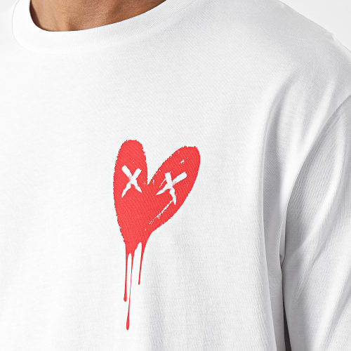 Tee Shirt Oversize Large Heart Series Red Blanc