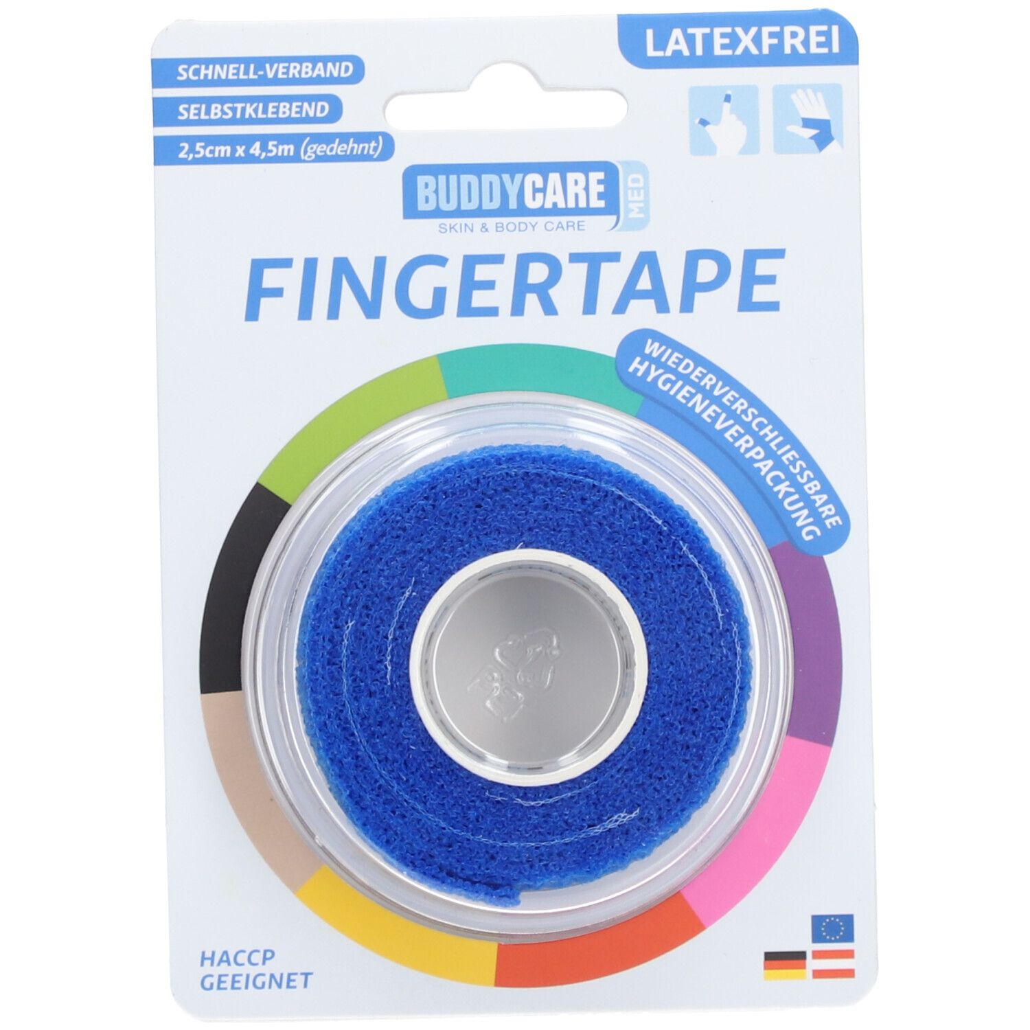 BUDDYCARE® MED Fingertape BLAU 2,5 cm x 4,5m Latexfrei