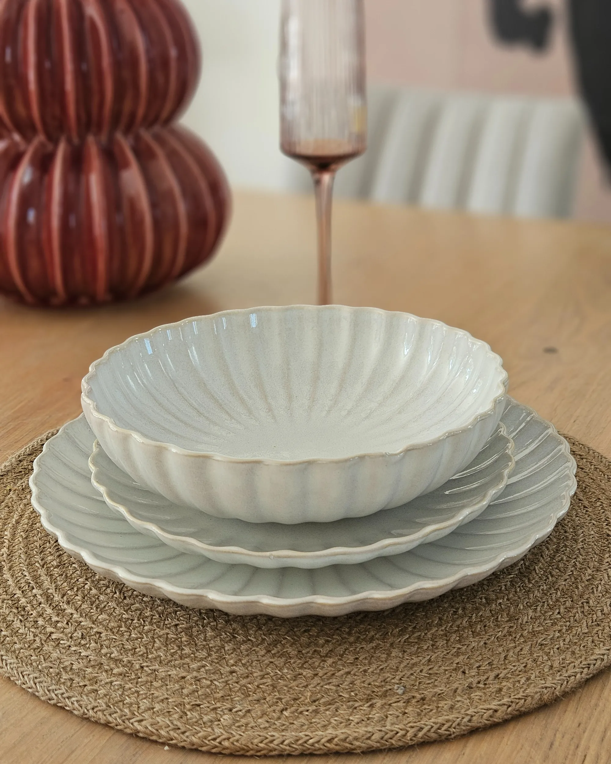 Placemats en onderzetters set BUSHMINT Natuurlijk Jute