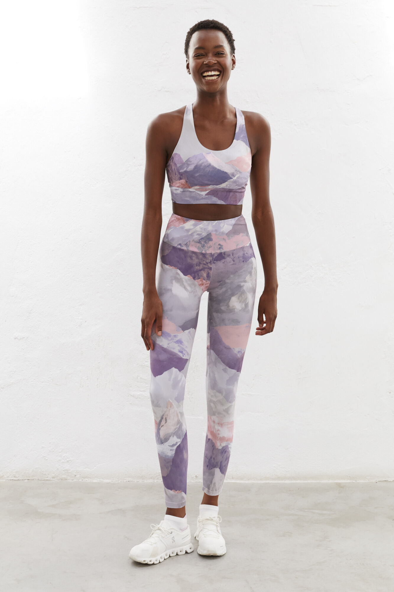 Sutiã esportivo rosa com estampa e elasticidade 4D - Estampa