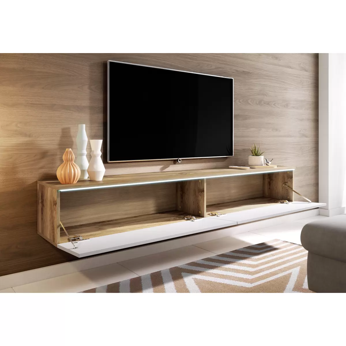 Lowboard Elegance Eiche,weiss