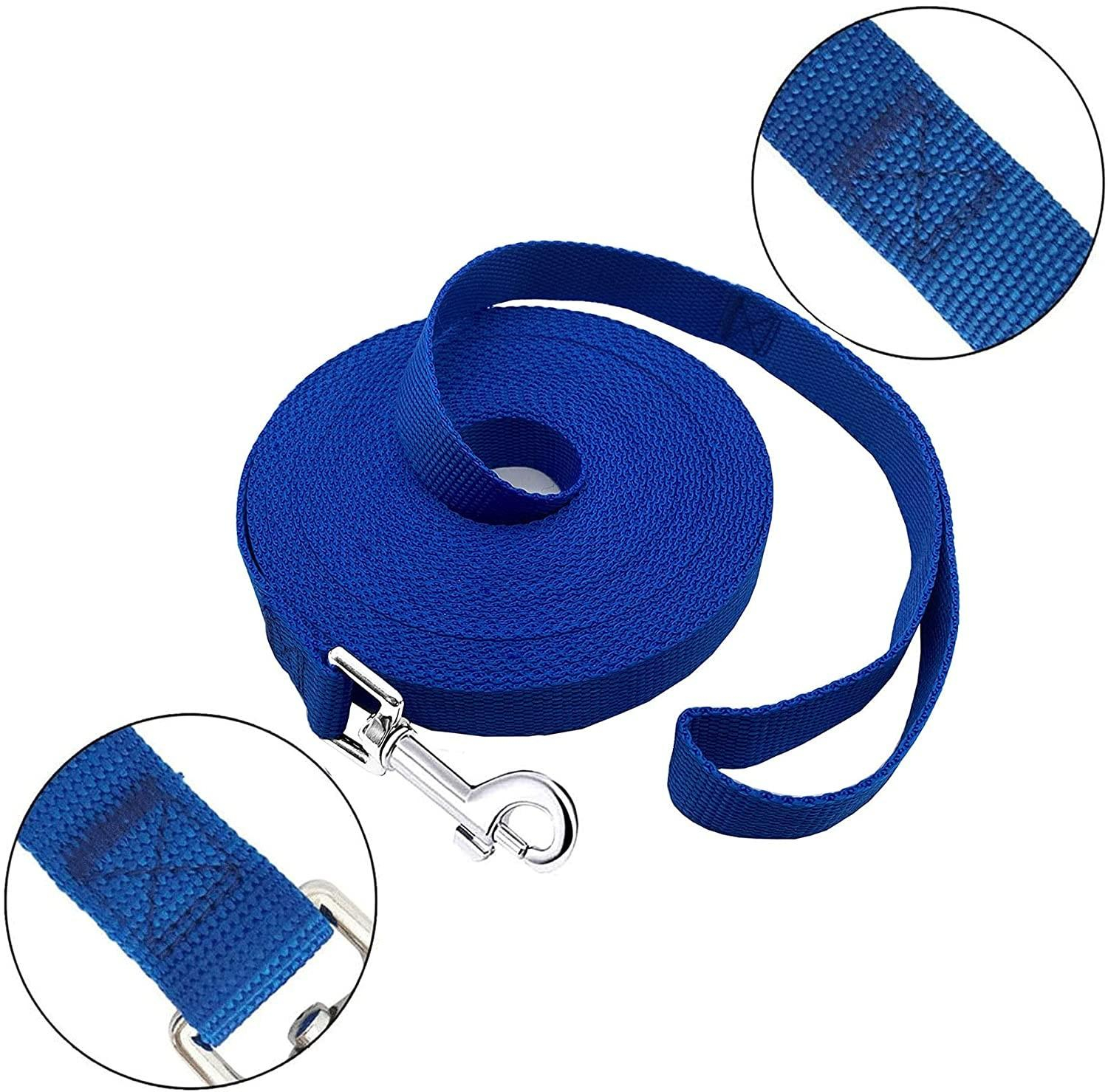 (15m) Extra Lange Hunde Leine Nylon Schleppleine mit Handschlaufe - Blau