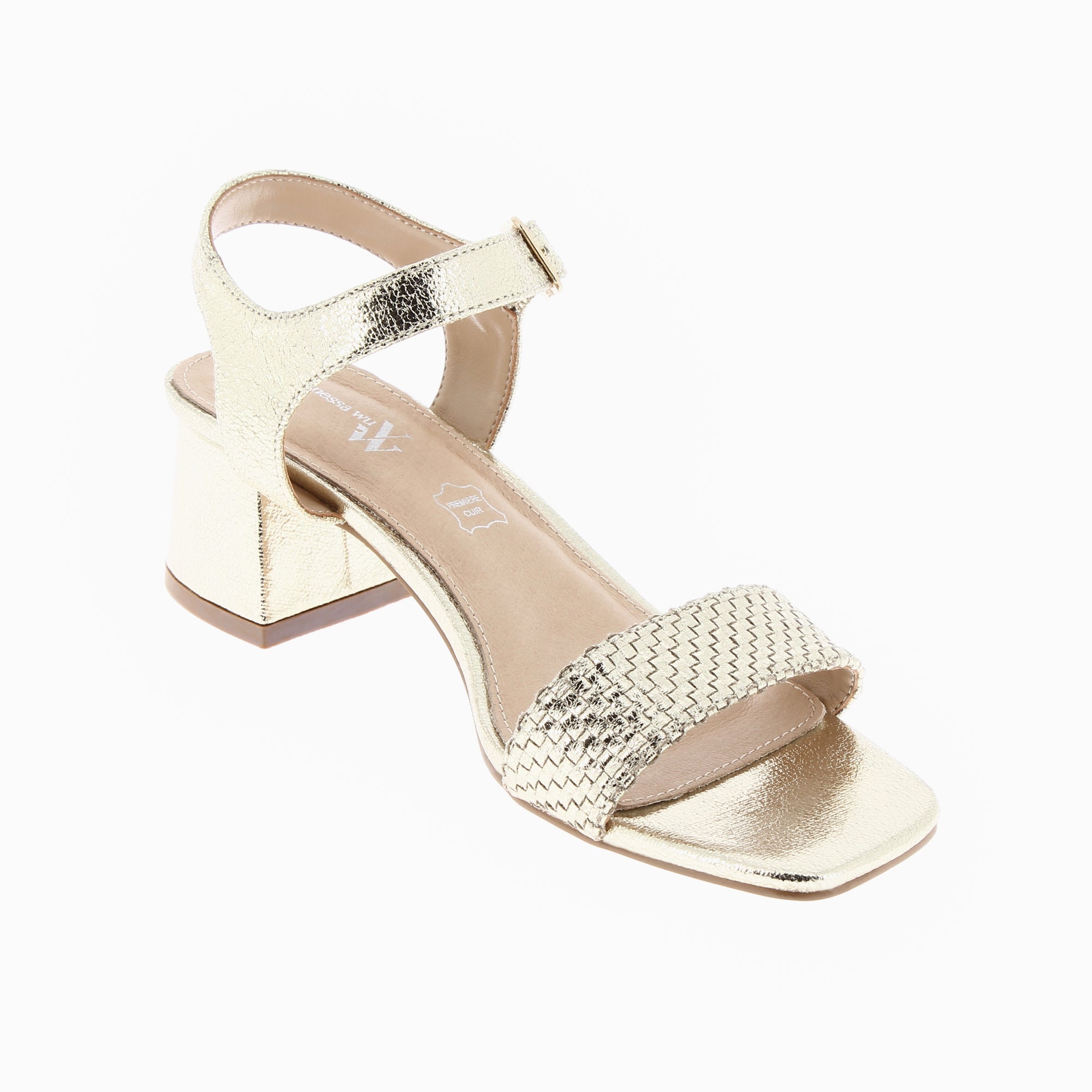 Sandales à talon, Compensées-Sandales Veronica or à bride tressée