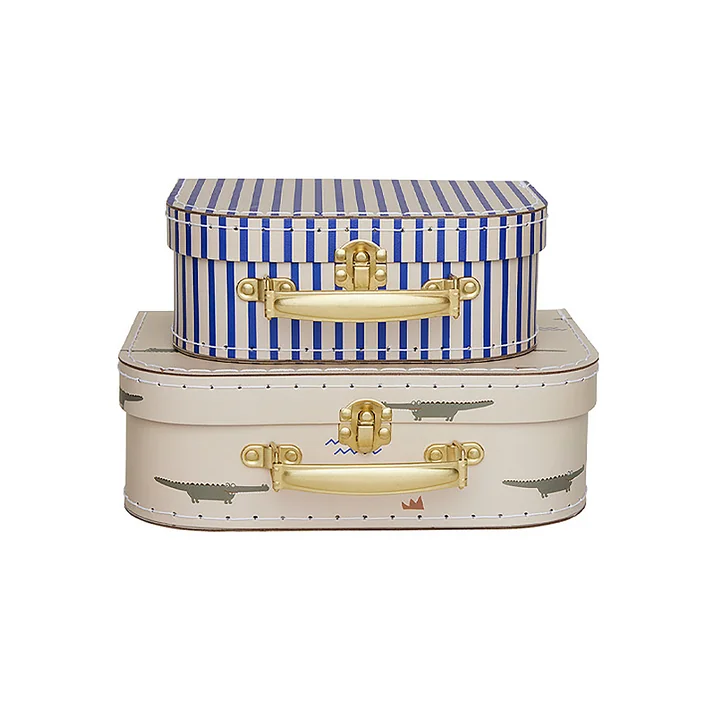 OYOY Mini - Toucan & Stripe Mini-Koffer, beige (2er-Set)