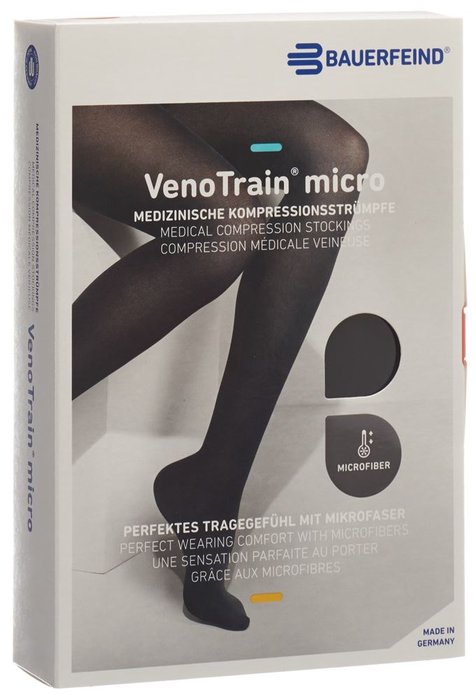 Bauerfeind VenoTrain Micro KKL2 ATU<br>1 Stück, M, normal/short geschlossene Fussspitze schwarz