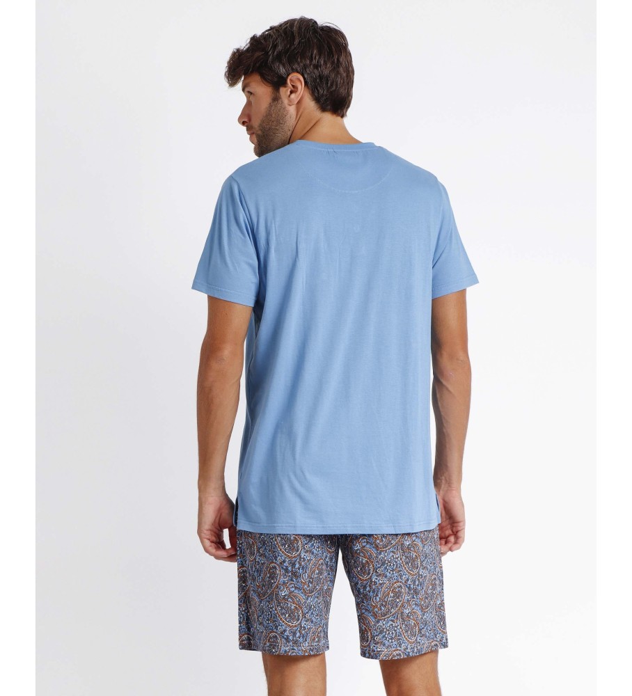 Pijama de manga curta Admas ADMAS CLASSIC, novo, azul cashmere.
