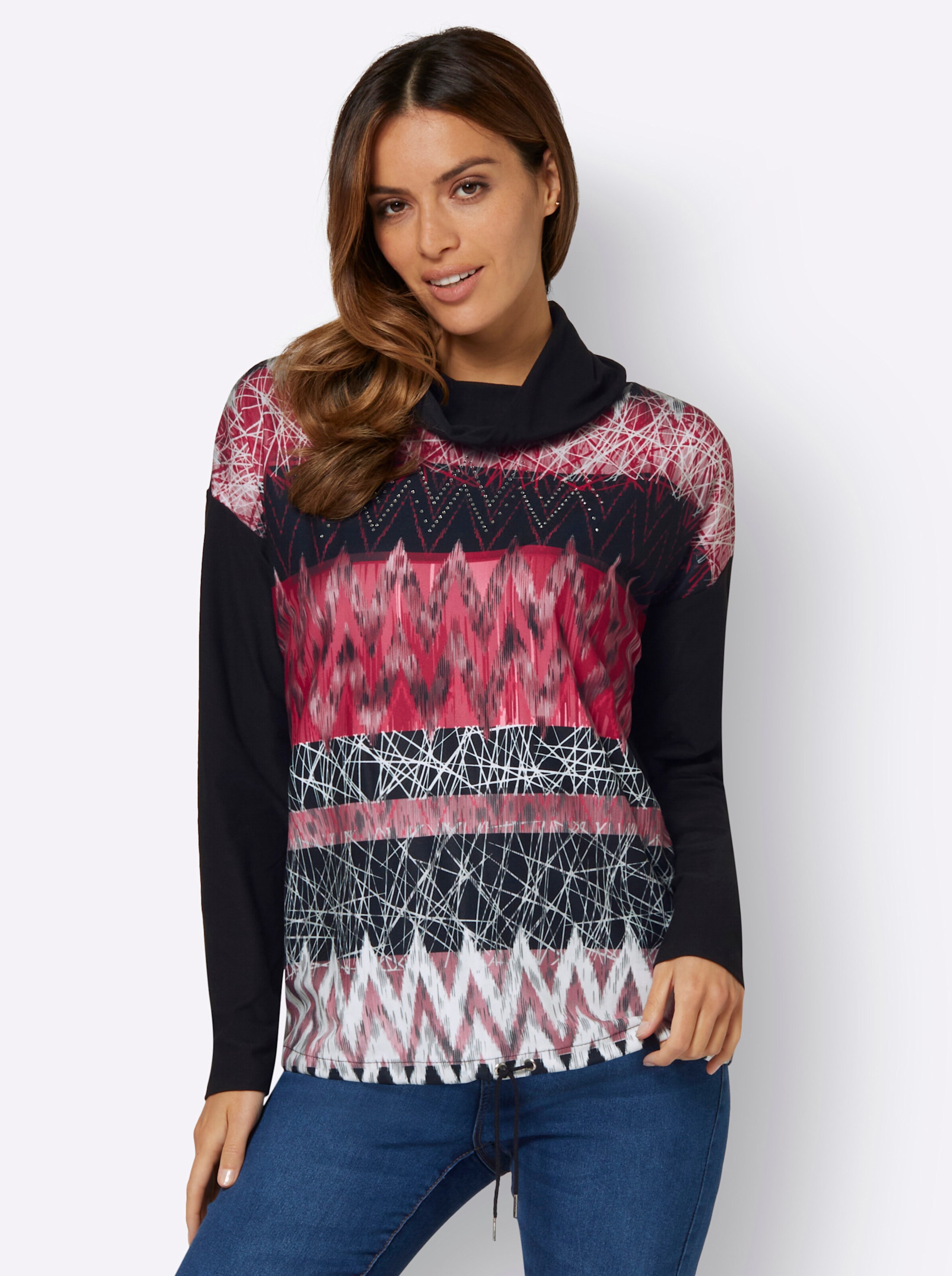 Shirt in kirsche-schwarz-bedruckt