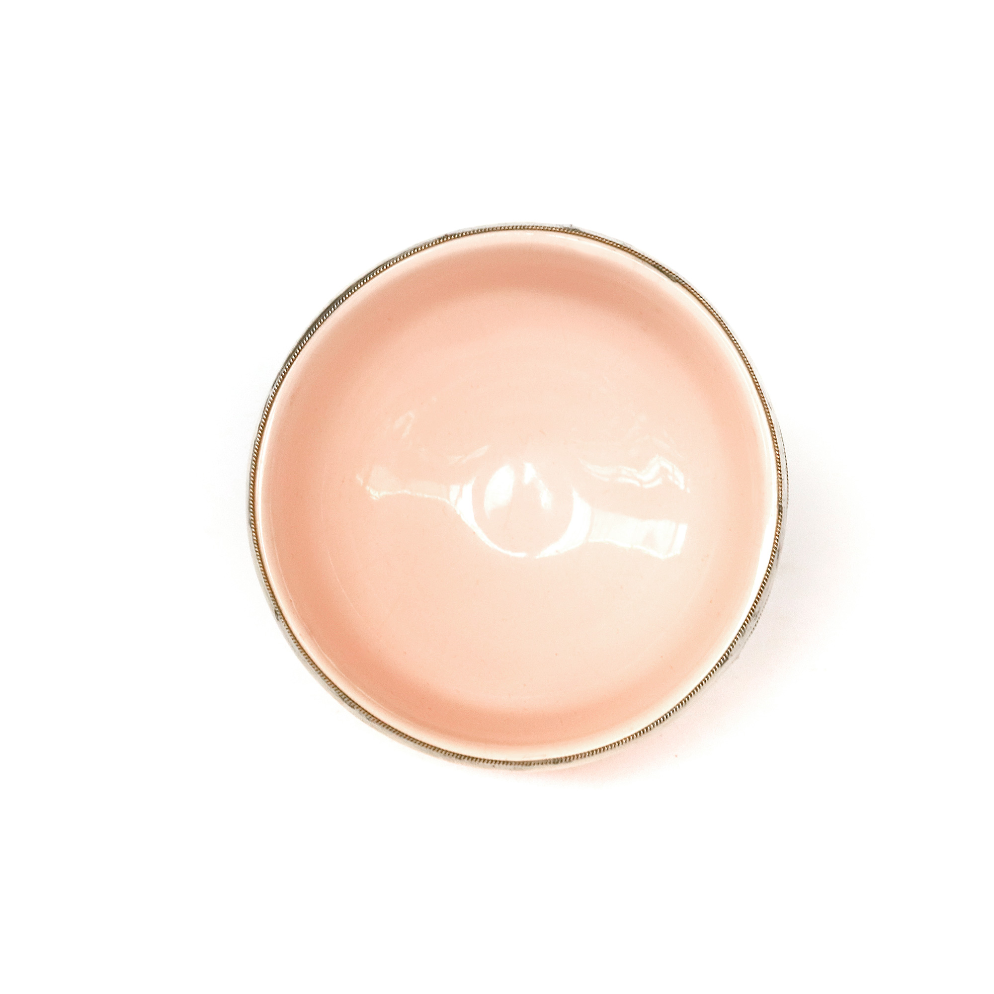 Keramikschale mit Metallrändern, rosa, Ø 12 cm, H 8 cm von fischer's lagerhaus