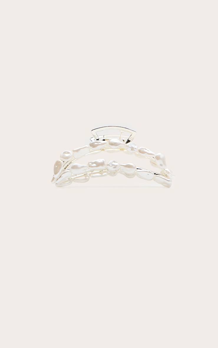 Argenté Pince À Cheveux Crabe Perles Design Abstrait