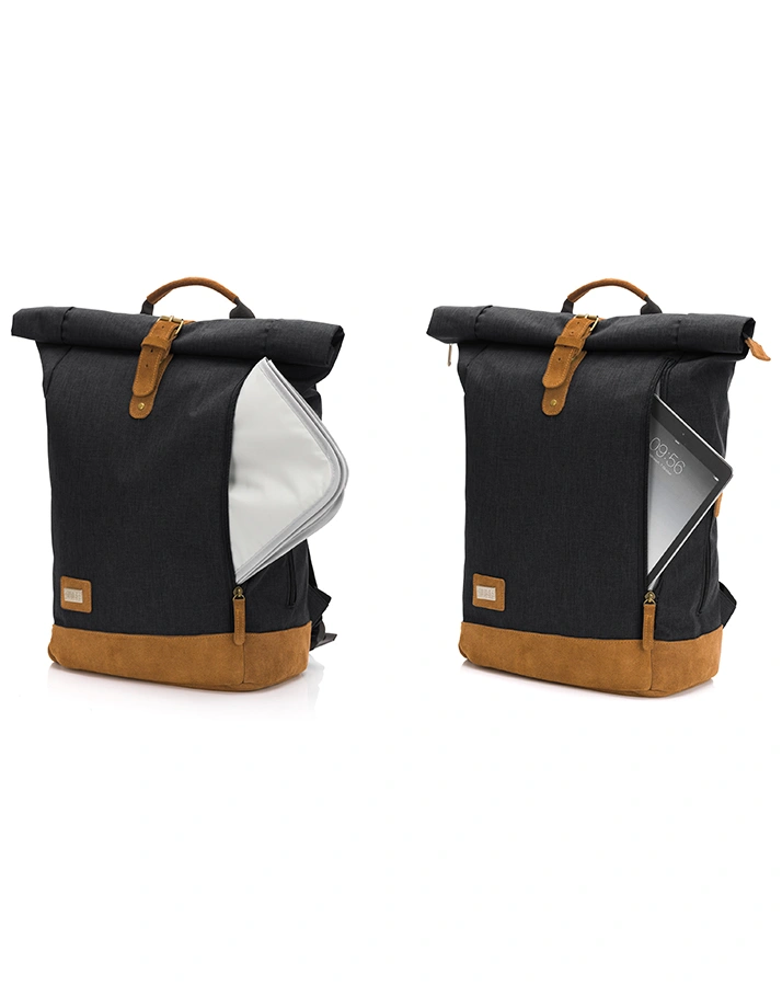 Wickelrucksack BERLIN (39x16x53) schwarz melange