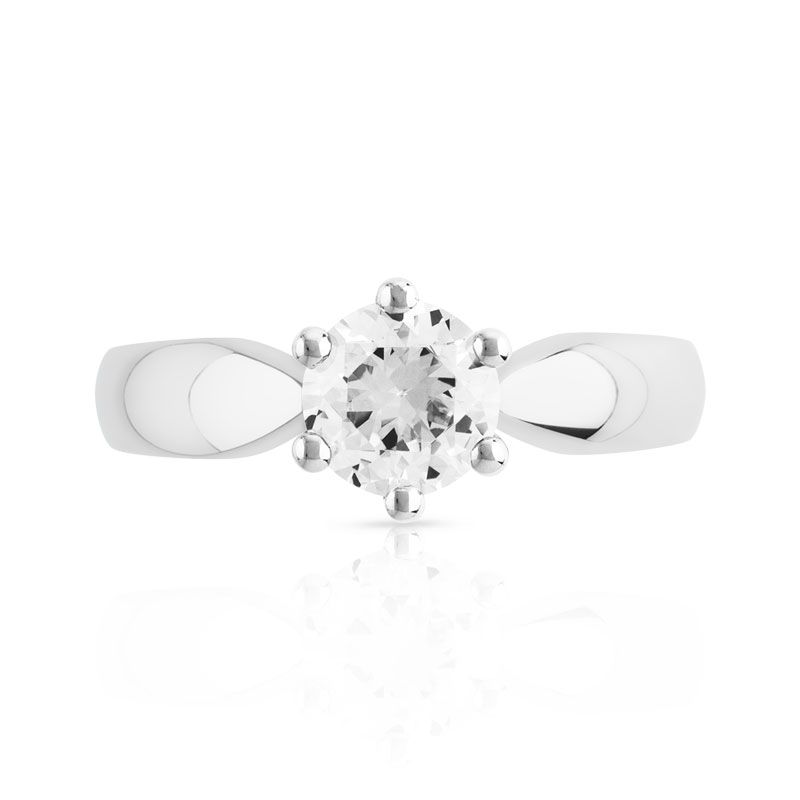 Bague solitaire or 750 blanc diamant 80/100e de ca