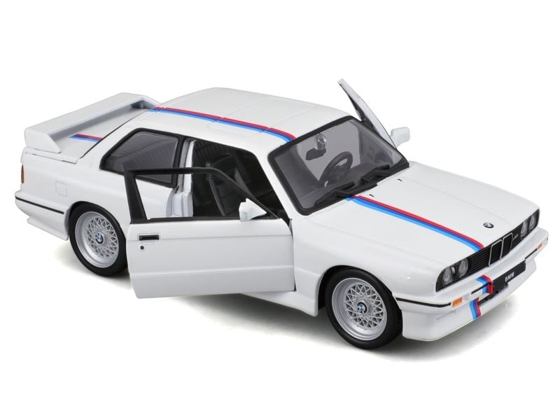 BBurago BMW M3 (E30) 1988 Weiss 1:24 Sammlermodell im Massstab 1:24
