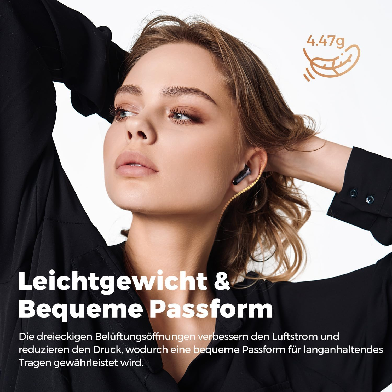 Air 5 Lite True Wireless Bluetooth 5.4 In-Ear Kopfhörer Headset 30 Stunden Spielzeit mit Ladecase (B0D7CB26XN) - Schwarz