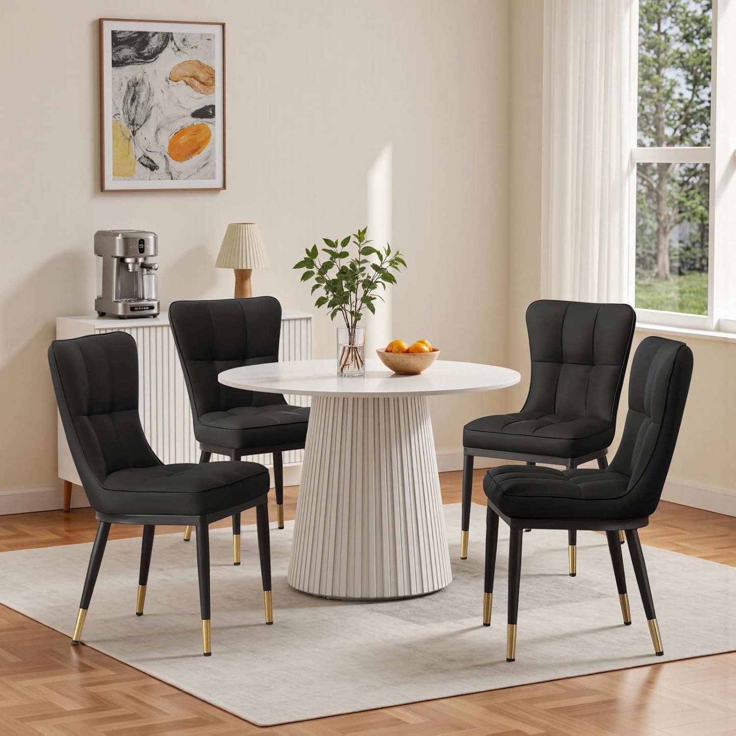 Bekrvio 200KG Belastbar Esszimmerstühle 2Er Set, Kunstleder Stühle Esszimmer（8cm dick）, Einteiliger Metallbeinen Küchenstühle Mit Lehne, Leichter Luxus-Polsterstuhl Fü Küche Esszimmer Wohnzimmer