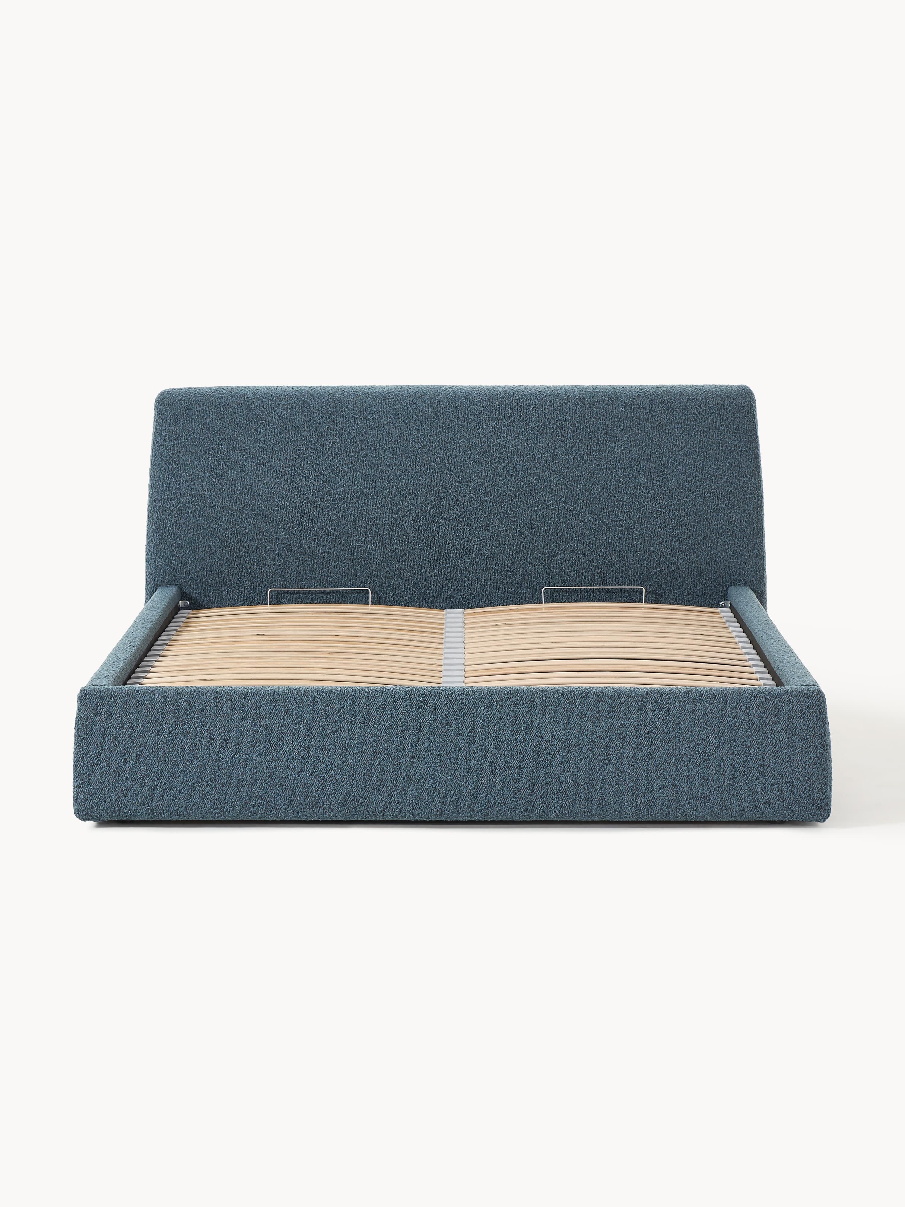 Bouclé gestoffeerd bed Cloud met opbergruimte