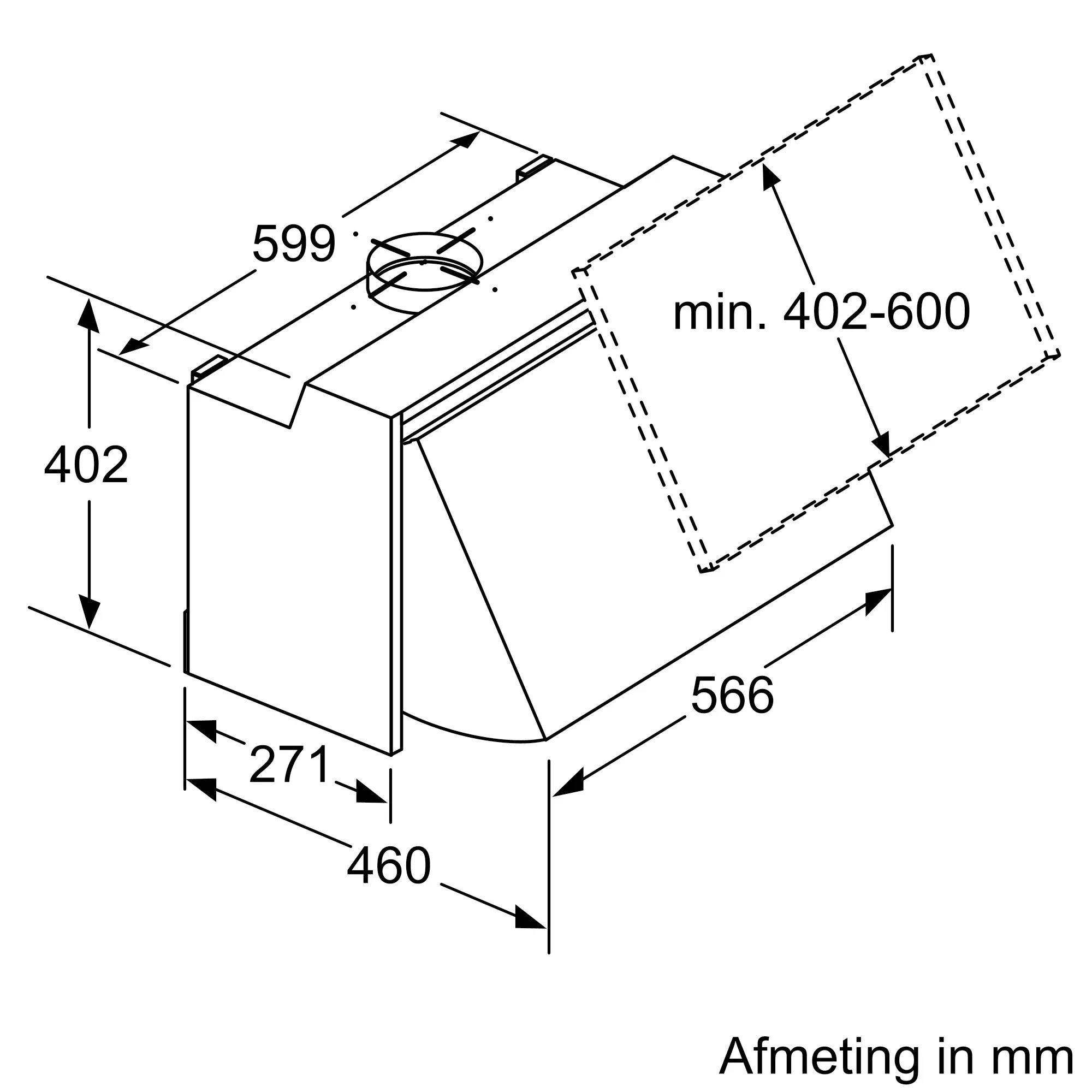 Serie 2 Geïntegreerde afzuigkap 60 cm Zilver