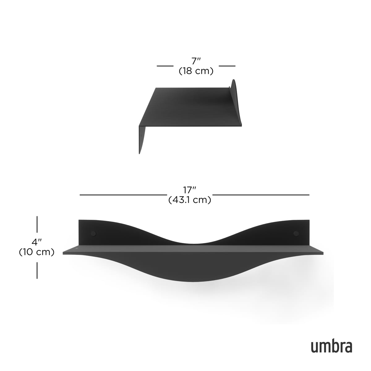 Wandplank Surf zwart - set van 2