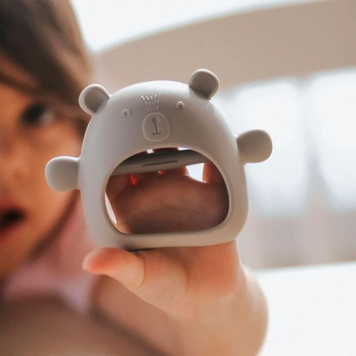 Bulle Mitaine de Dentition en Silicone - Ours Taupe