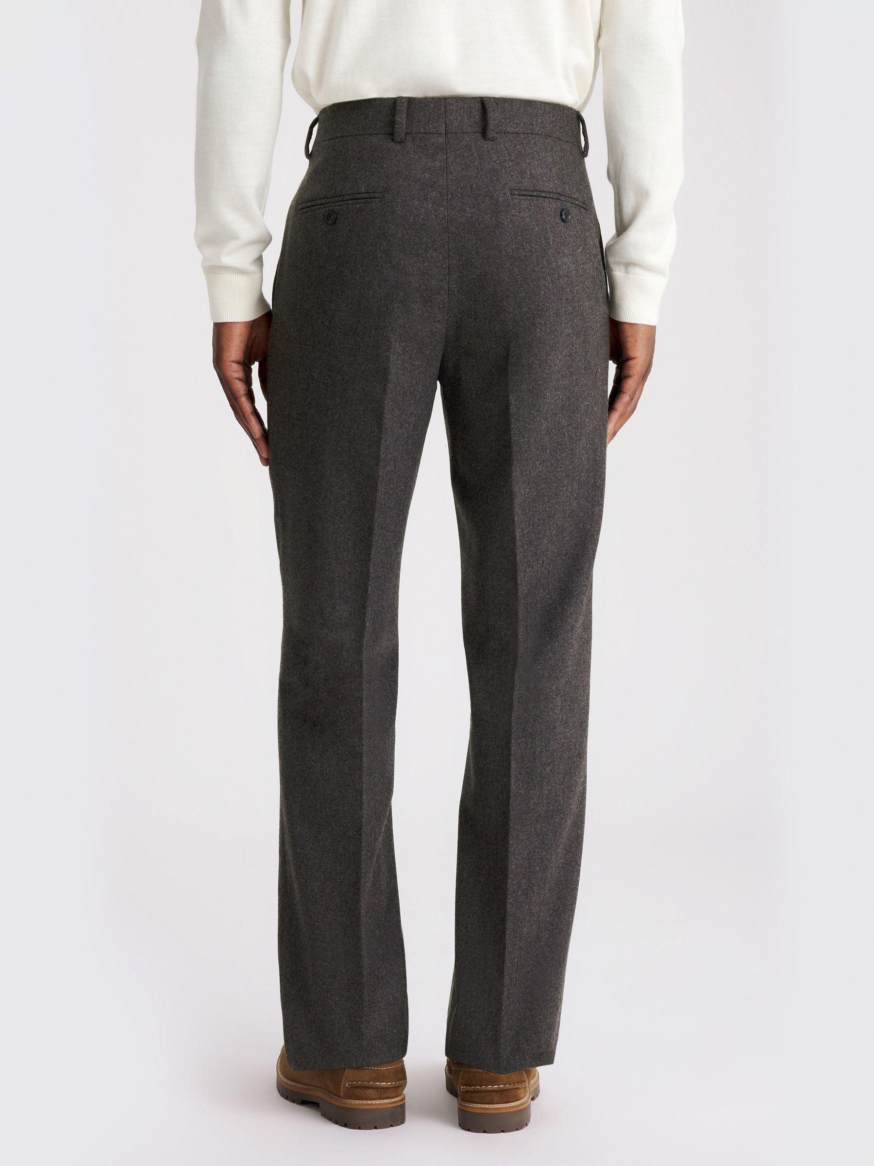 Antraciet - MOSS Flannel Wide Leg Trousers