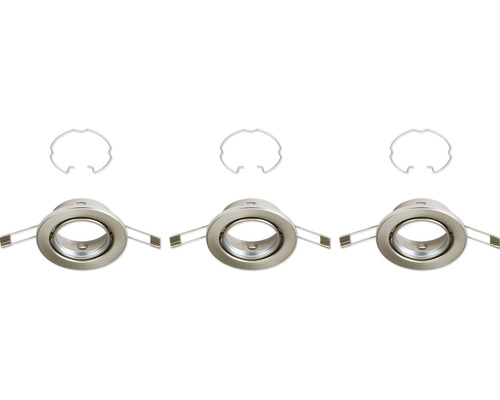 Inbouwspotset, 3-delig, IP23, draaibaar, nikkel/mat, Ø 8,6/6,8 cm, 230V