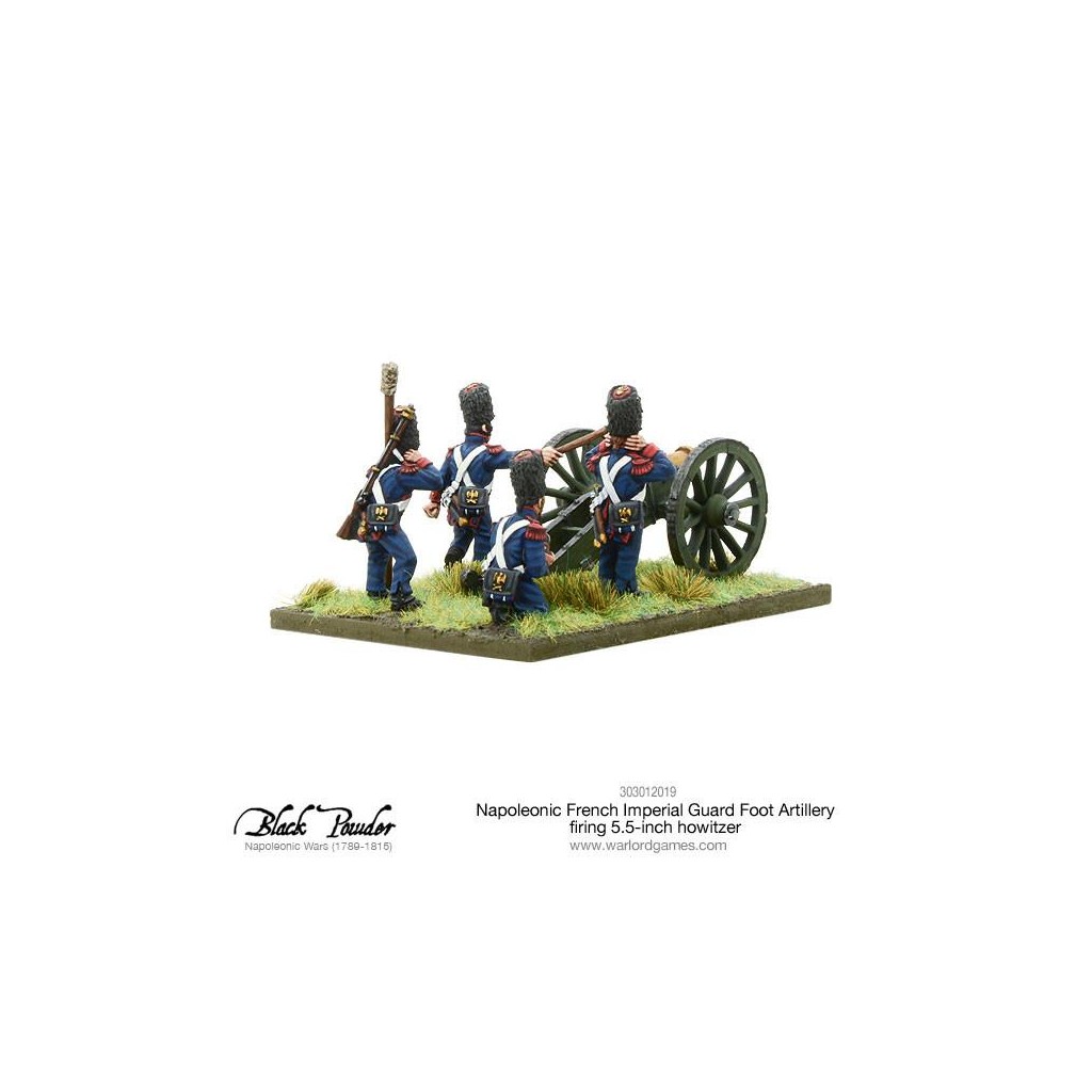 Napoleonic French Imperial Guard Foot Artillery firing howtizer