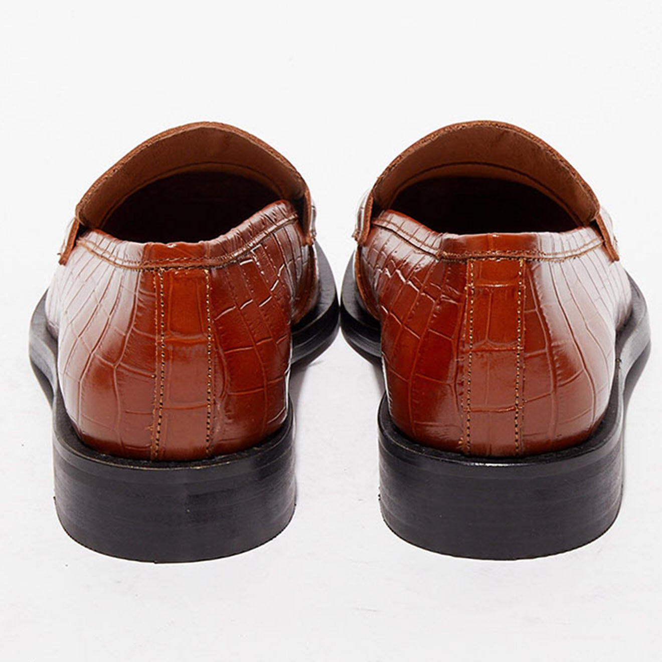 Apologie Mocassins en Cuir croco Mahault cognac