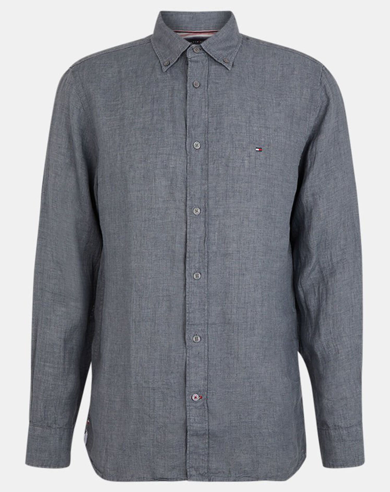 Tommy Hilfiger Chemise droite 100% Lin Pigment Dyed bleu denim