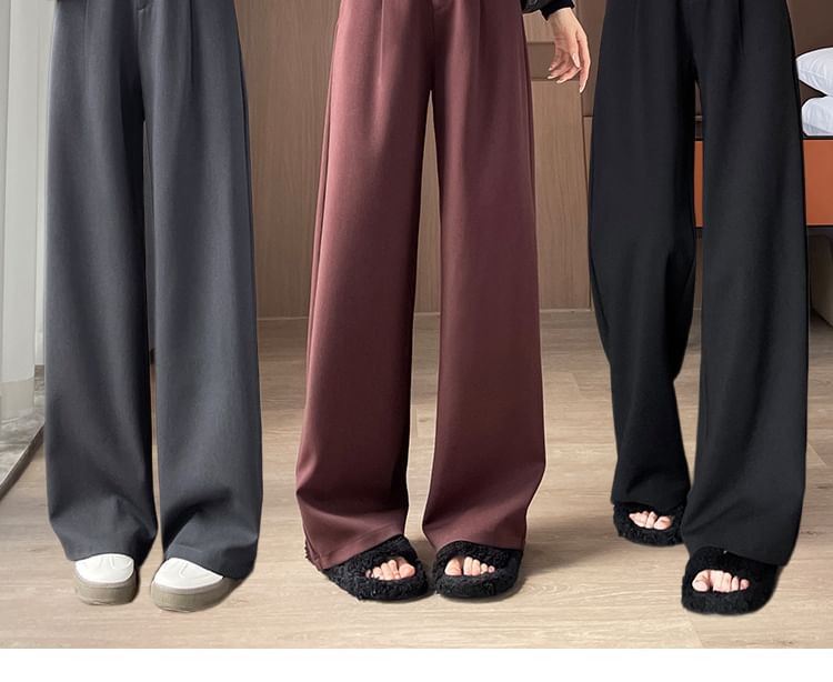 Jaqmine - Hoge taille effen wijde broek