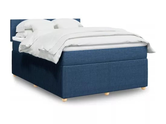 Sommier à lattes de lit avec matelas Bleu 160x200 cm Tissu