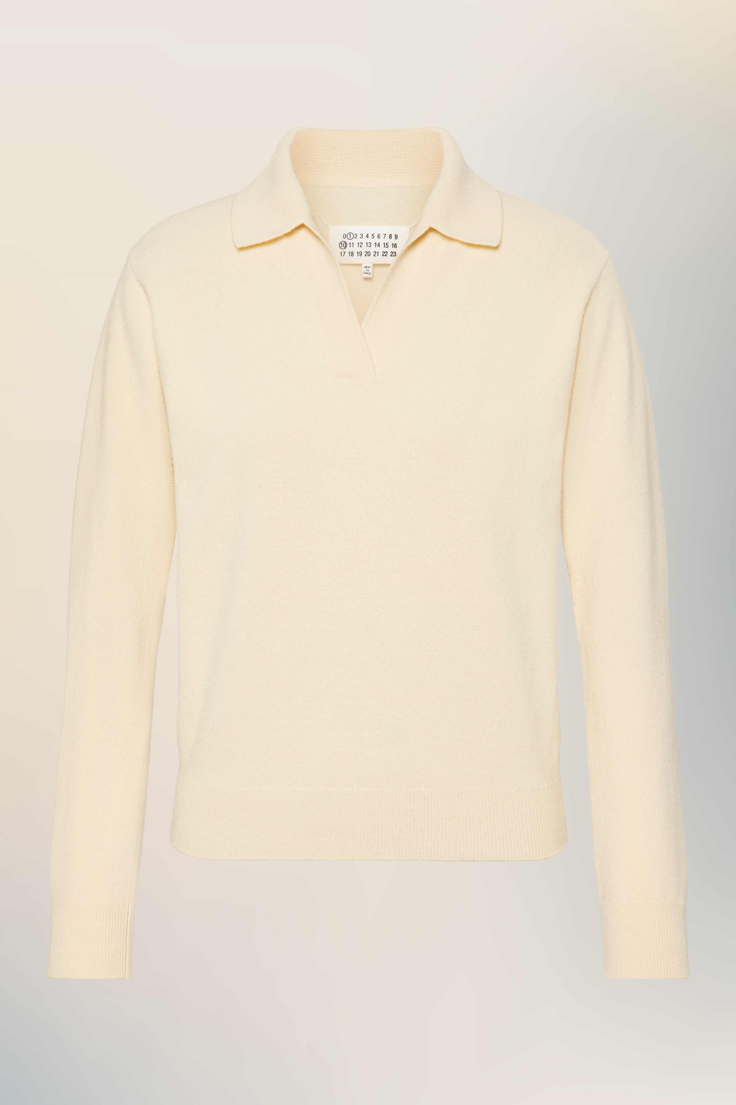 Polo en maille jaune en laine pour femme Crème