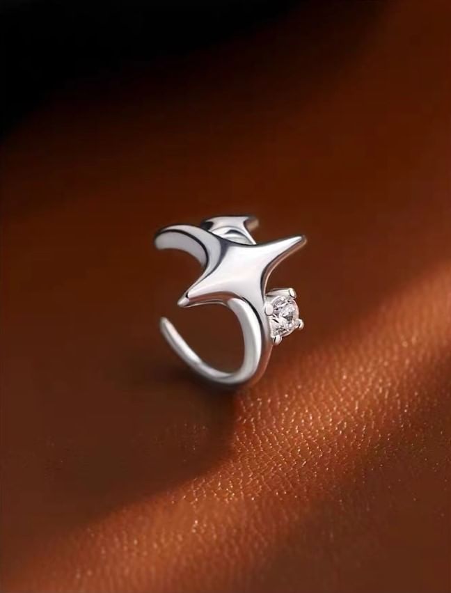 Parskletie - 925 Sterling Zilveren Strass Ster Oormanchet