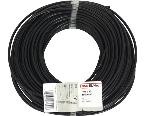 H07 VK 1x6 mm² 50 m zwarte enkeladerige kabel