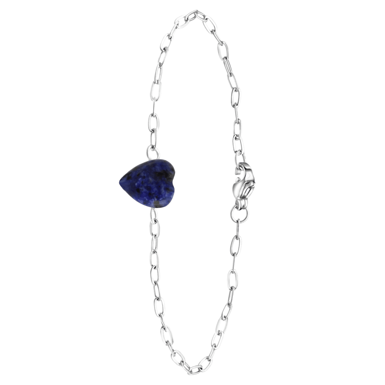 Stalen armband met hart lapis lazuli