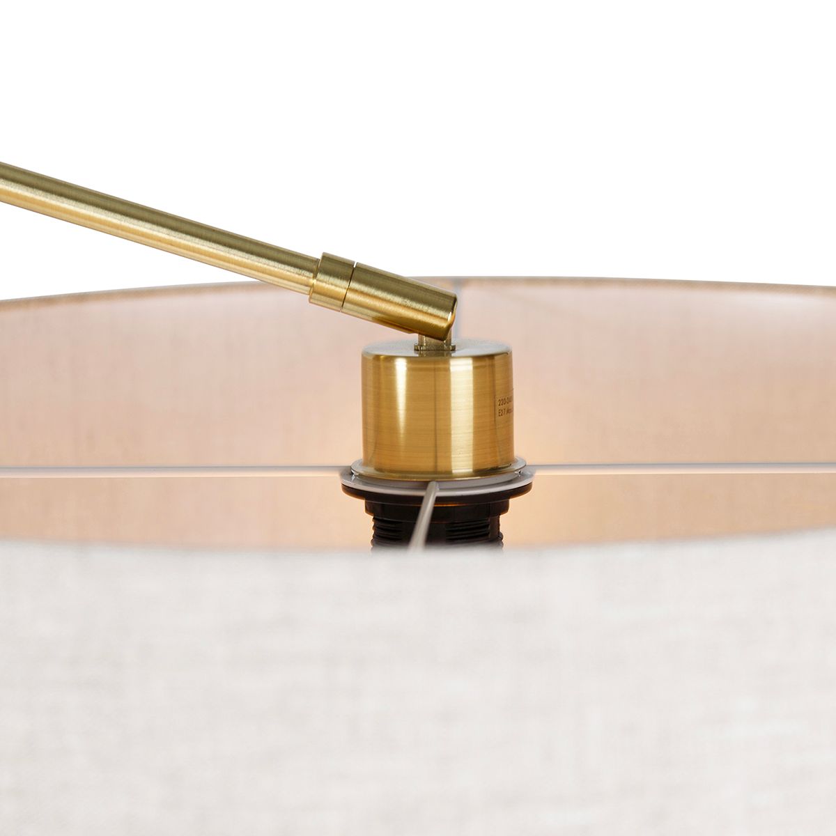 Vloerlamp goud met kap lichtgrijs 50 cm verstelbaar - Editor