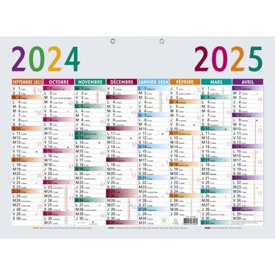 Calendrier Multicolore 55 x 40,5 cm - 16 mois - Exacompta