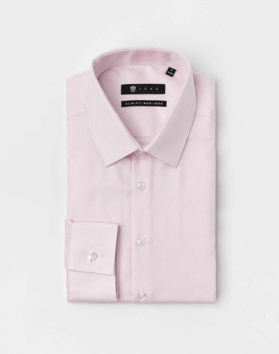 Chemise non-iron coton rose