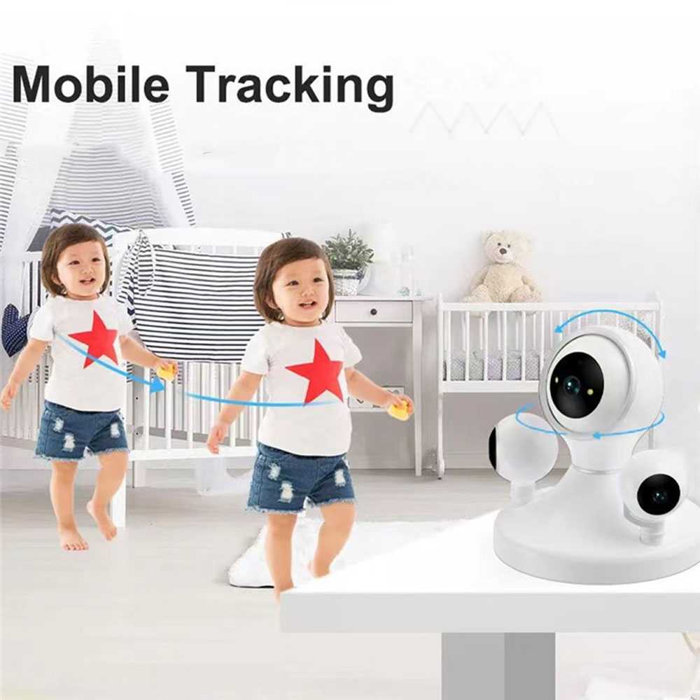 355° Indoor WiFi Internet IP Kamera mit Triple-Linse FullHD 1080p Nachtsichtfunktion / Zwei-Wege-Audio / Micro SD Slot / Bewegungs Tracking - Weiss