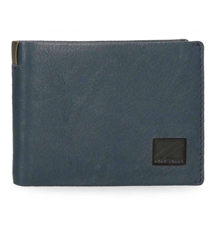 Carteira Pepe Jeans Marshal em couro azul marinho