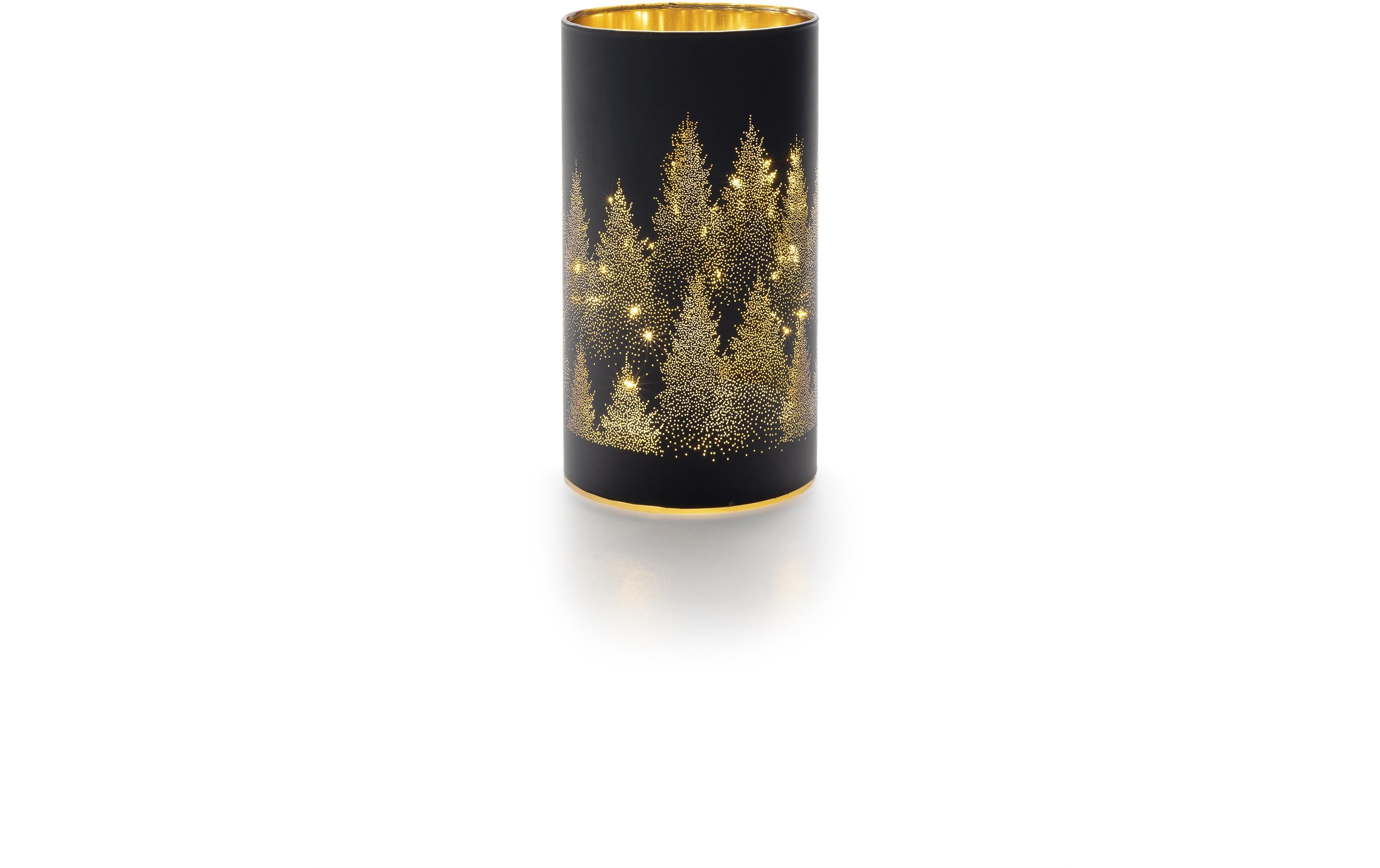 Laterne Tree S, 15 LED, Ø 9 cm, SchwarzTeelichthalter aus Glas