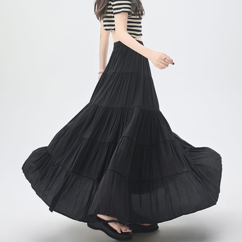Dragan Pulse - Hoge taille effen maxi A-lijn rok