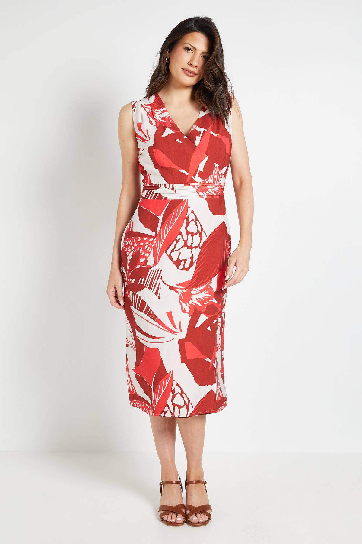 Wallis Robe Midi Portefeuille Tropicale D'été