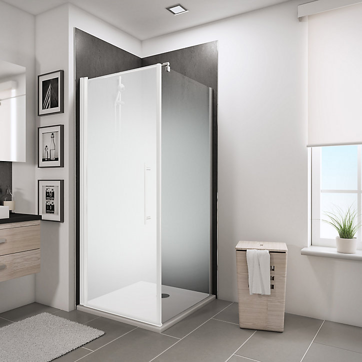 Paroi latérale fixe pour porte de douche pivotante 80 cm NewStyle Schulte, verre transparent anticalcaire Brouillard