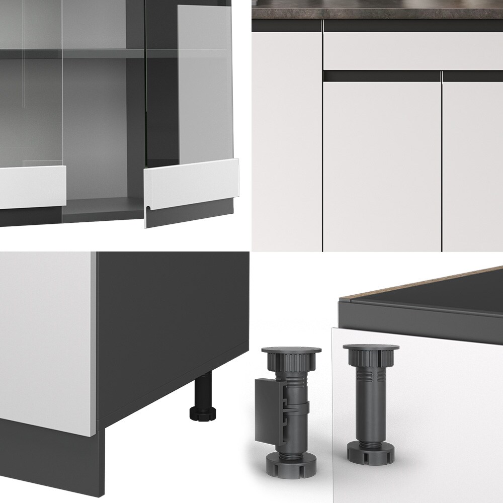 Vicco Küchenzeile Küchenblock Einbauküche R-Line J-Shape Anthrazit Weiß 140 cm modern Küchenschränke Küchenmöbel