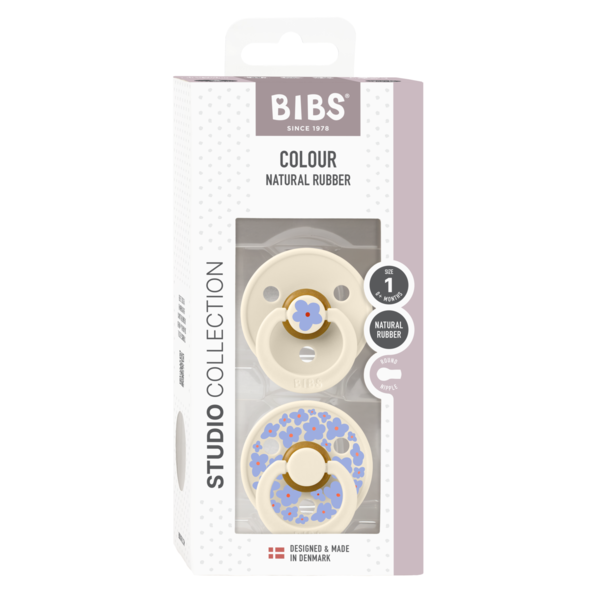 BIBS - Pacifier Studio Colour 2 PACK - Jasmine Latex - Size 1 - Ivory Mix