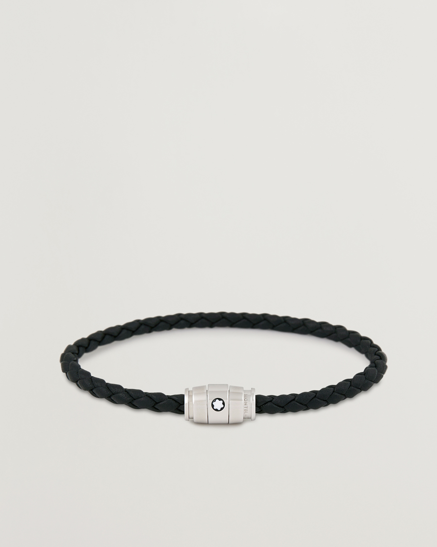 Montblanc Bracelet Steel 3 Rings Leather Black