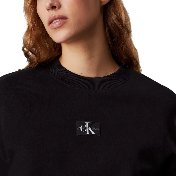 Calvin Klein Woven Label Cropped Crewneck Sweater Dames