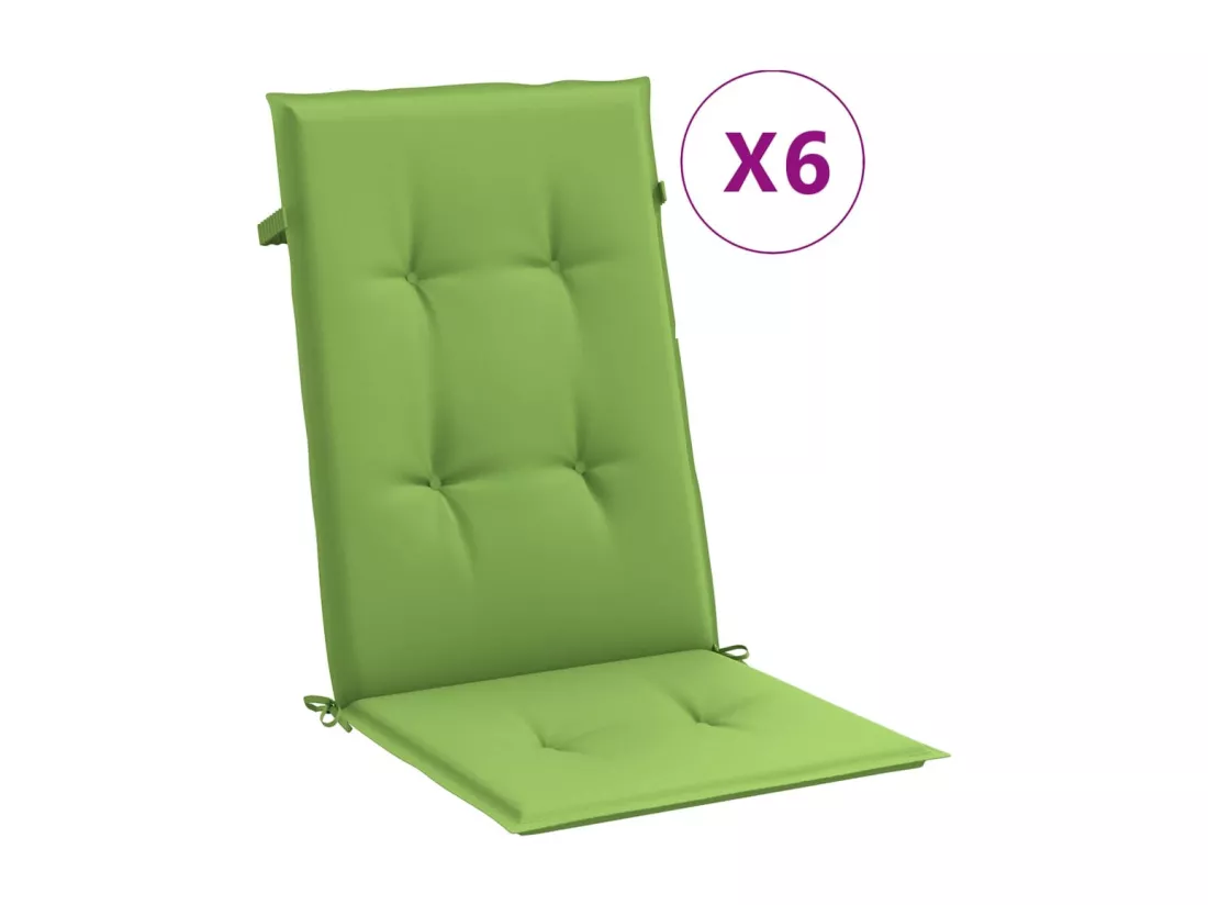 Coussins de chaise à dossier haut lot de 6 vert mélangé tissu
